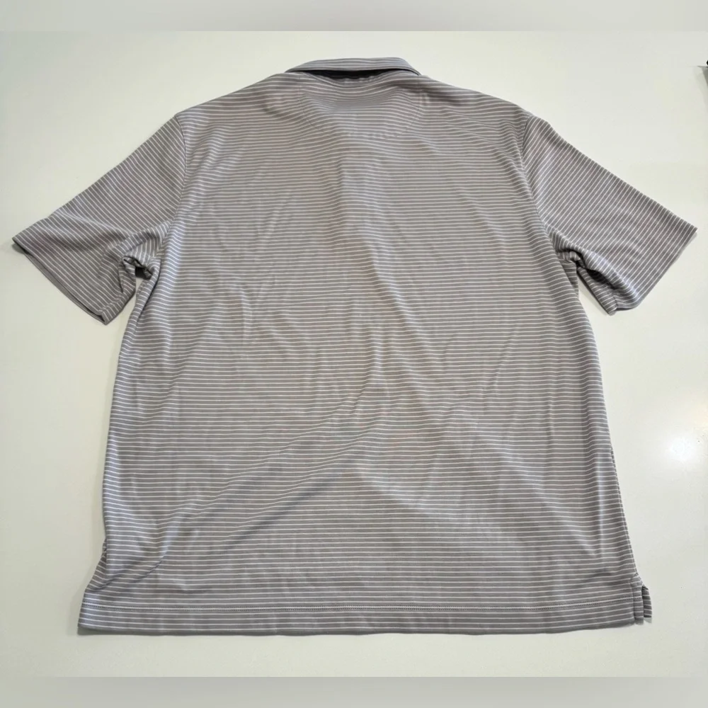 UNTUCKit Men’s Axios Gray & White Striped 100% Cotton Polo Size XLG Comfort - Picture 2 of 7